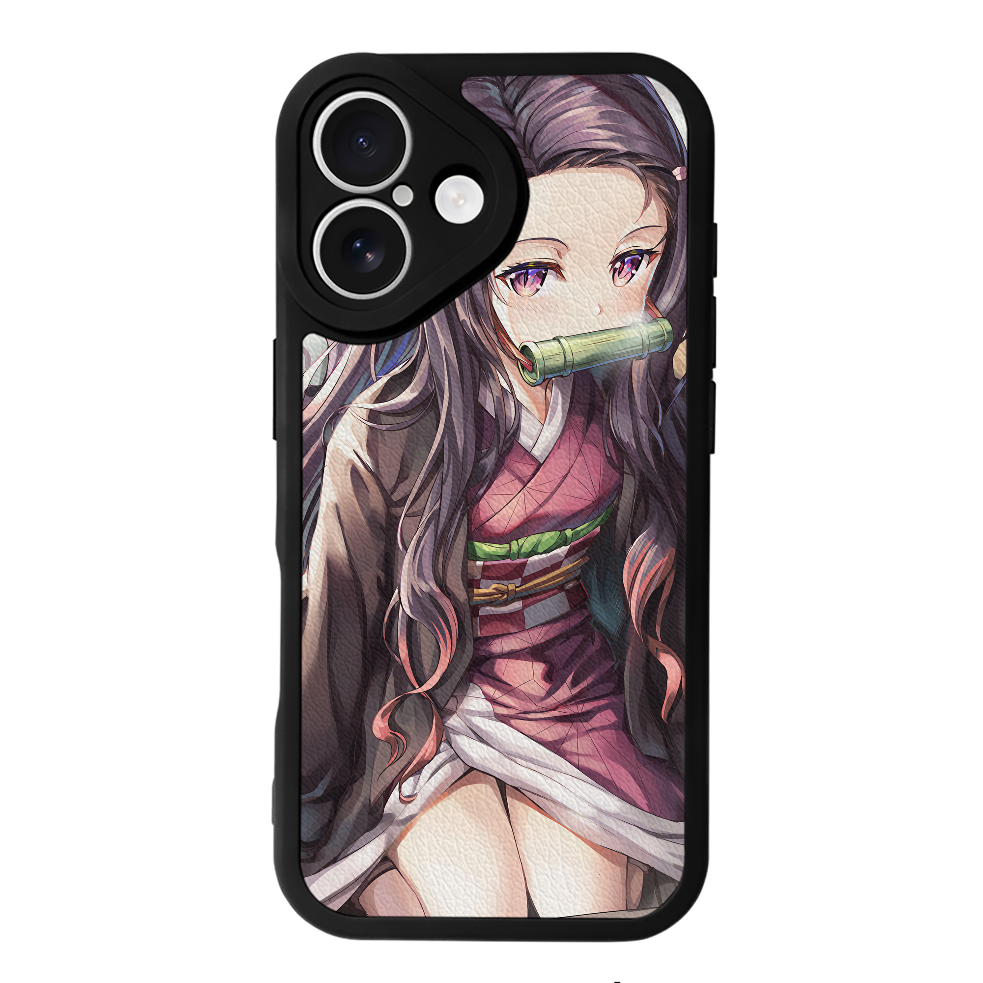 （画像用） 鬼滅の刃（きめつのやいば）竈門 禰󠄀豆子／かまど ねずこ Kamado Nezuko 【iPhone 16シリーズ対応】シリコンスマホケース（レザー調） 材質：シリコン